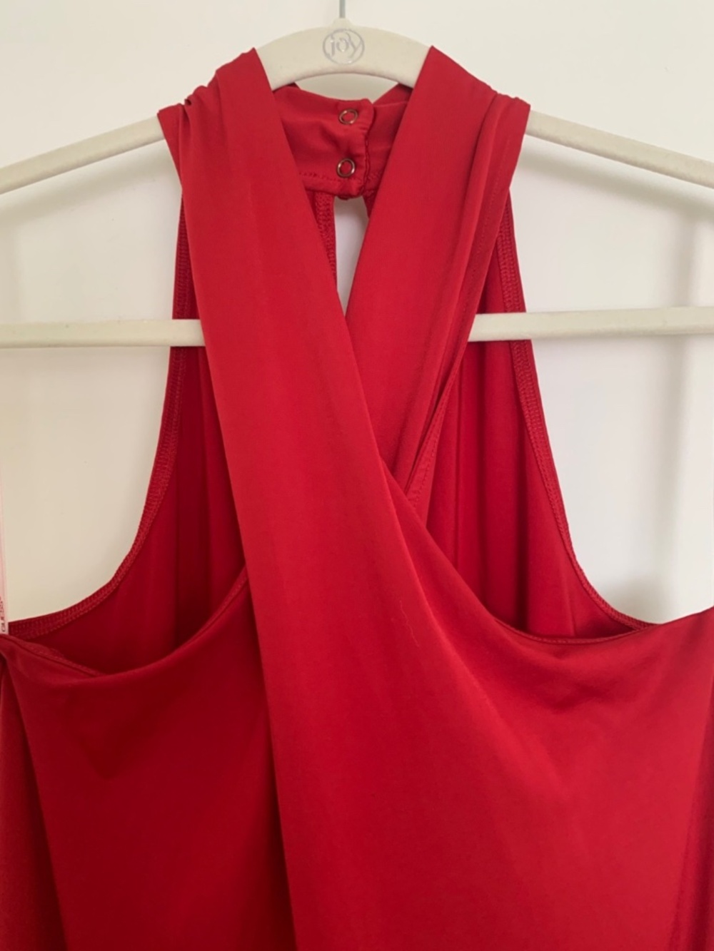 Red Halter Jumpsuit by GBY GUESS – Size S, Crisscross Back, Bold Retro Vibes - Picture 5 of 8